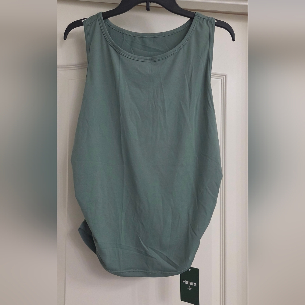 Halara Round Neck Racerback Ruched Yoga Tank Top